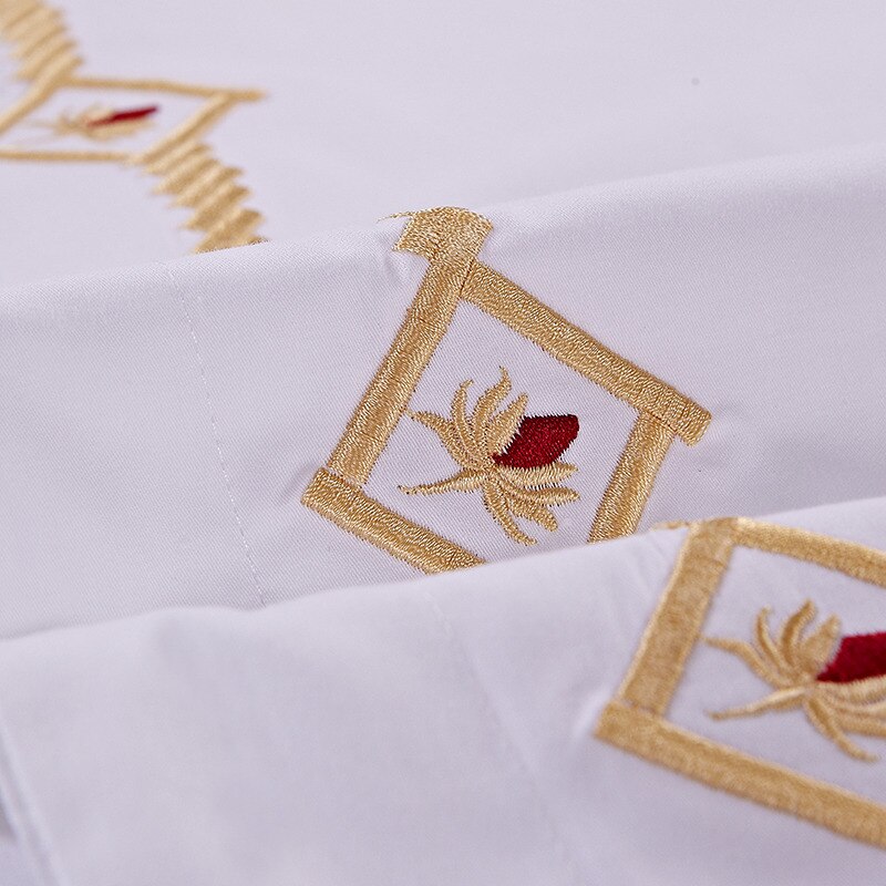 Elegant 400 TC White Duvet Cover Set with Golden Embroidery | Organic Cotton