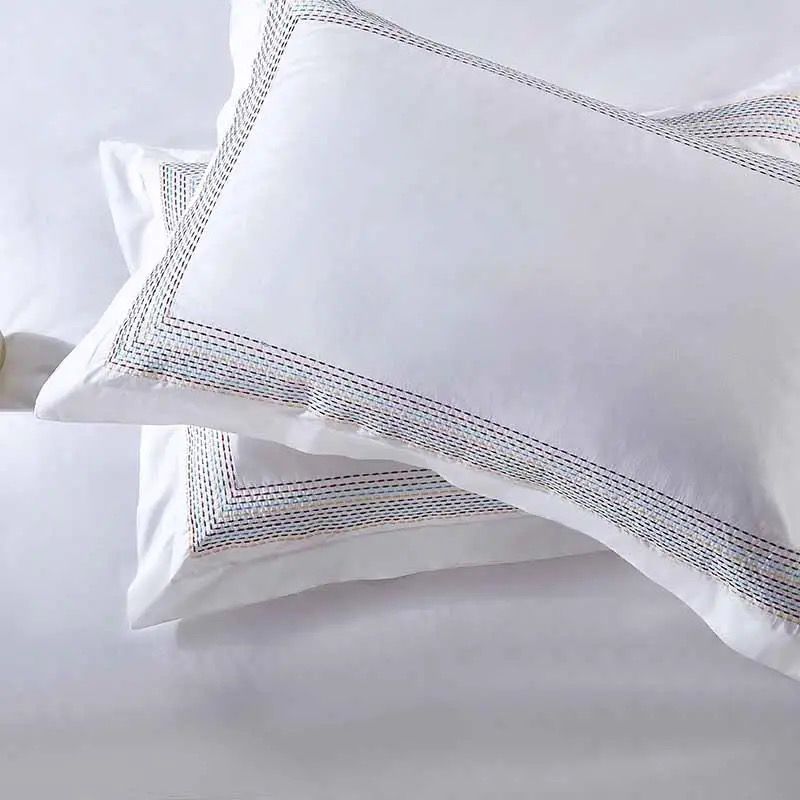 White Giza Cotton Duvet Cover Set with Multi-Color Embroidery | 400 TC Queen & King