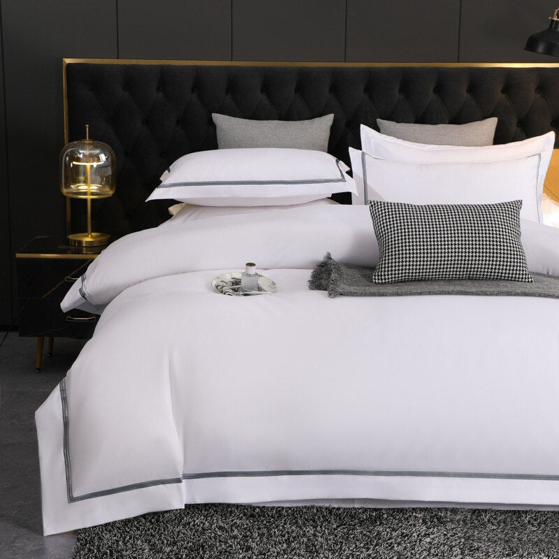 800TC Brushed White Bedding Sets | Comforter Cover Duvet Covers And Pillowcases Bliss Reverie