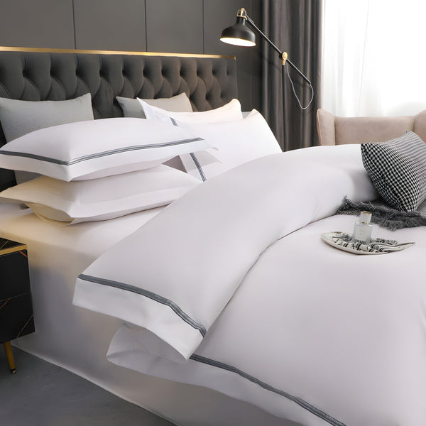 800TC Brushed White Bedding Sets | Comforter Cover Duvet Covers And Pillowcases Bliss Reverie