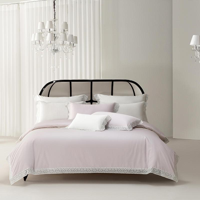 Premium Pink Egyptian Cotton Bedding Set | White Embroidery 1500TC Luxury