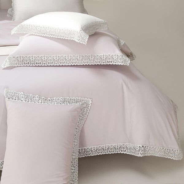 Premium Pink Egyptian Cotton Bedding Set | White Embroidery 1500TC Luxury