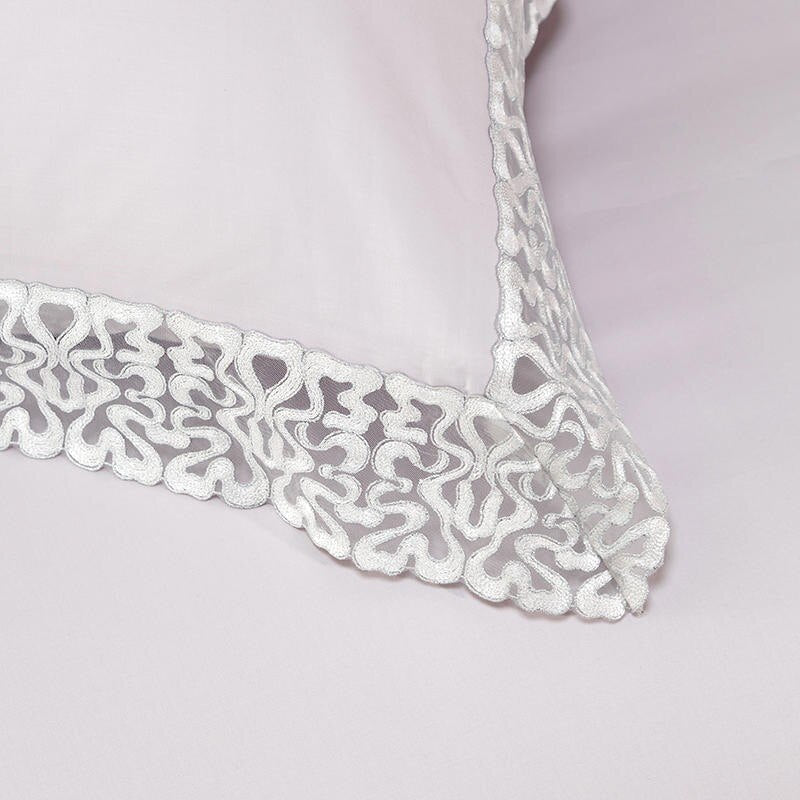 Premium Pink Egyptian Cotton Bedding Set | White Embroidery 1500TC Luxury