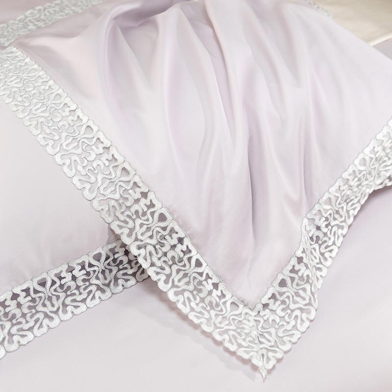 Premium Pink Egyptian Cotton Bedding Set | White Embroidery 1500TC Luxury