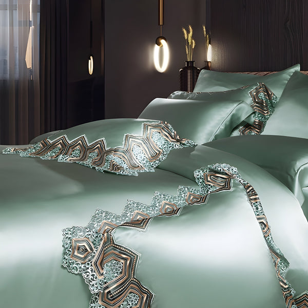 Luxurious 25mm Louvre Mulberry Silk Bedding Set | Embroidered OEKO-TEX® Certified