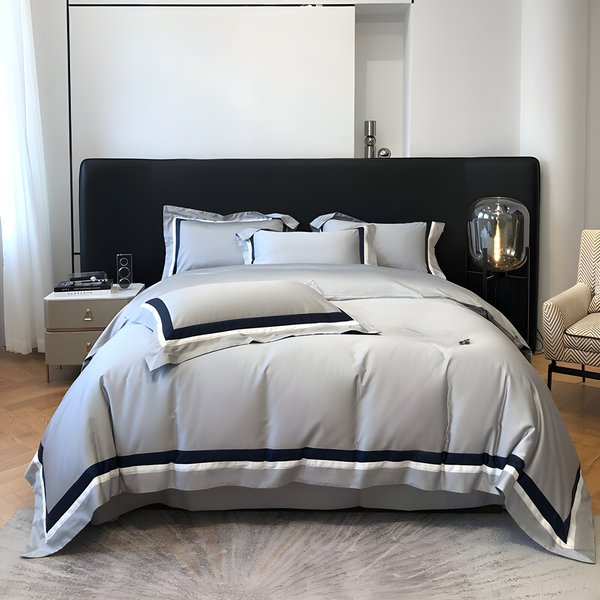 1200TC Organic Cotton Duvet Set with Tricolor Accents | Bedding Sets