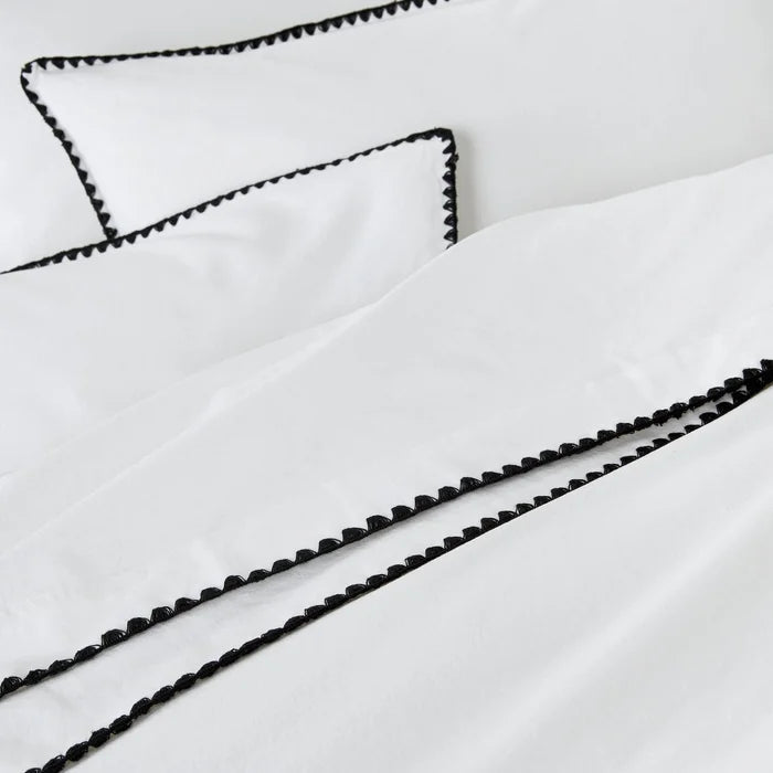 Black Embroidery Pure Organic Bedding Set | 1000TC Queen And King Size Duvet Cover Bliss Reverie